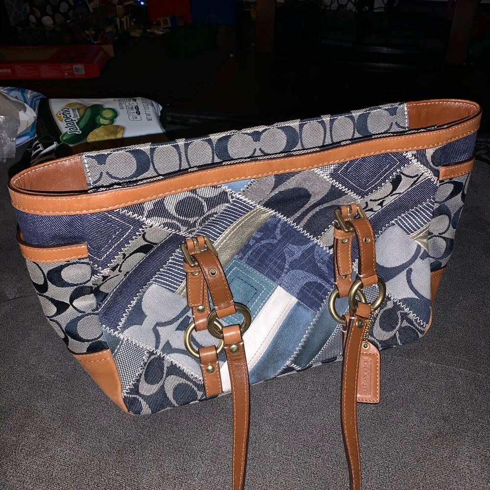 Coach handbag with leather trim